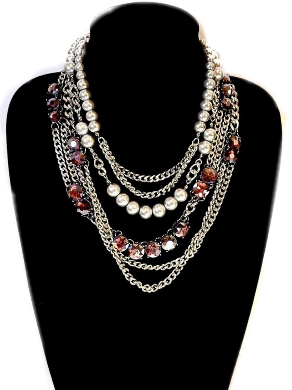 3-in-1 RSVP | Silver & Purple Crystal Convertible Statement Necklace | NWT